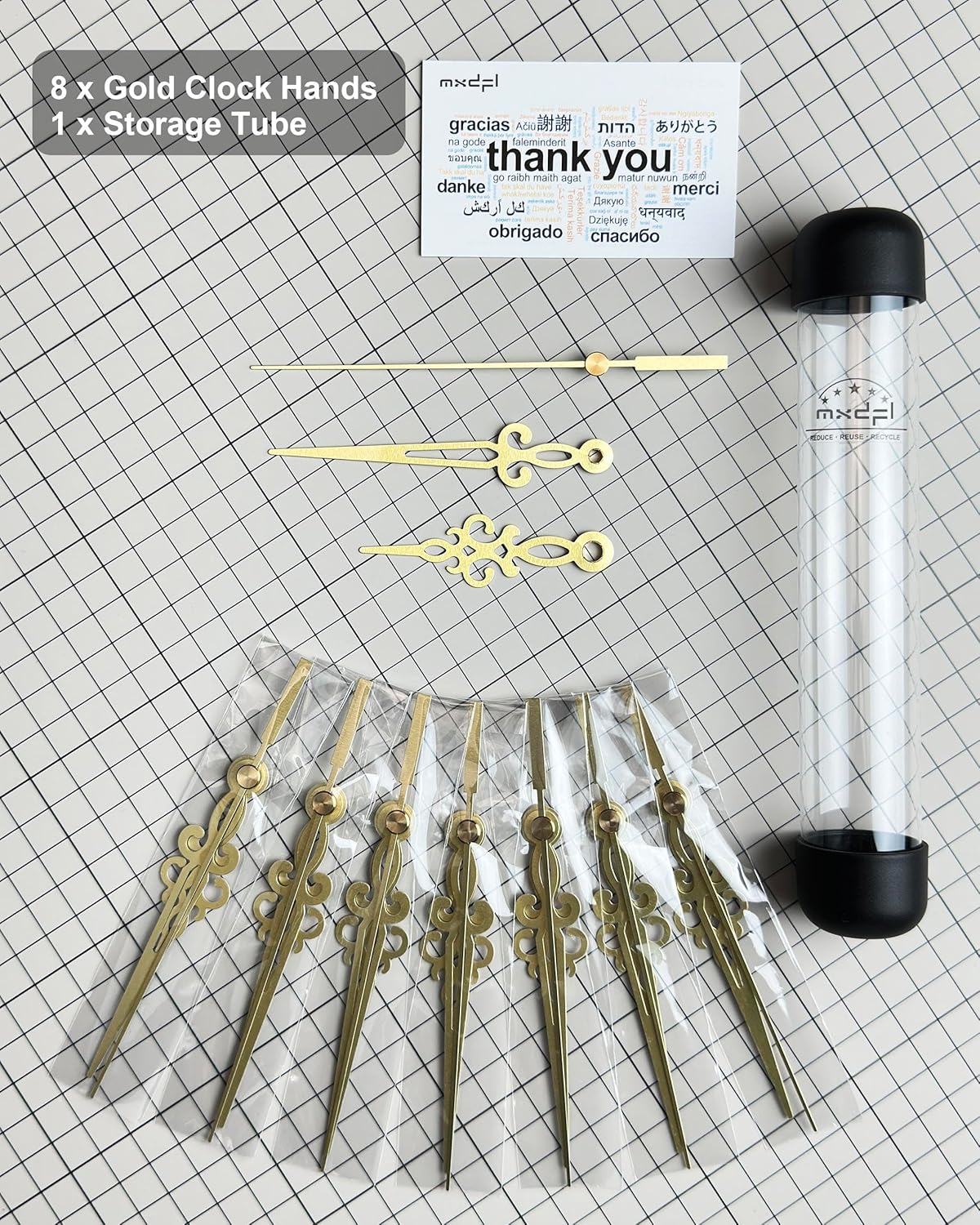 Gold Clock Kit - antique brass precision mechanism 8-pieces
