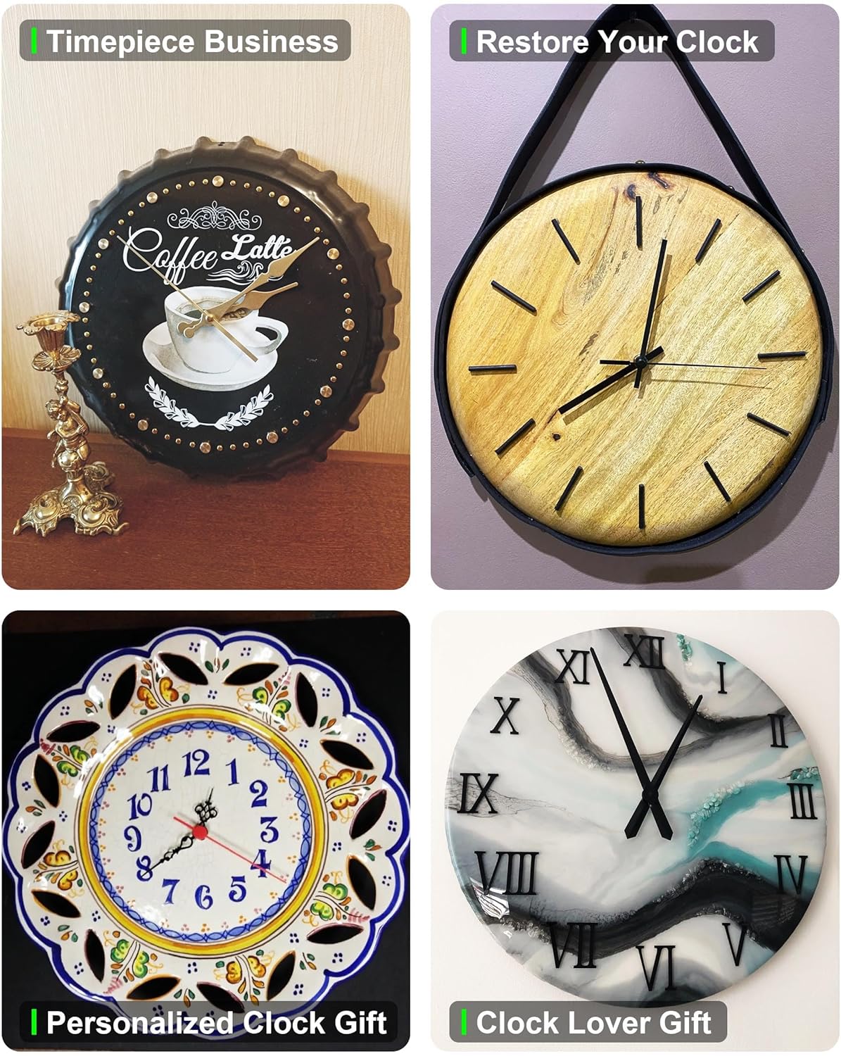 Premium Clock Kit with Long Gold Brass Hands