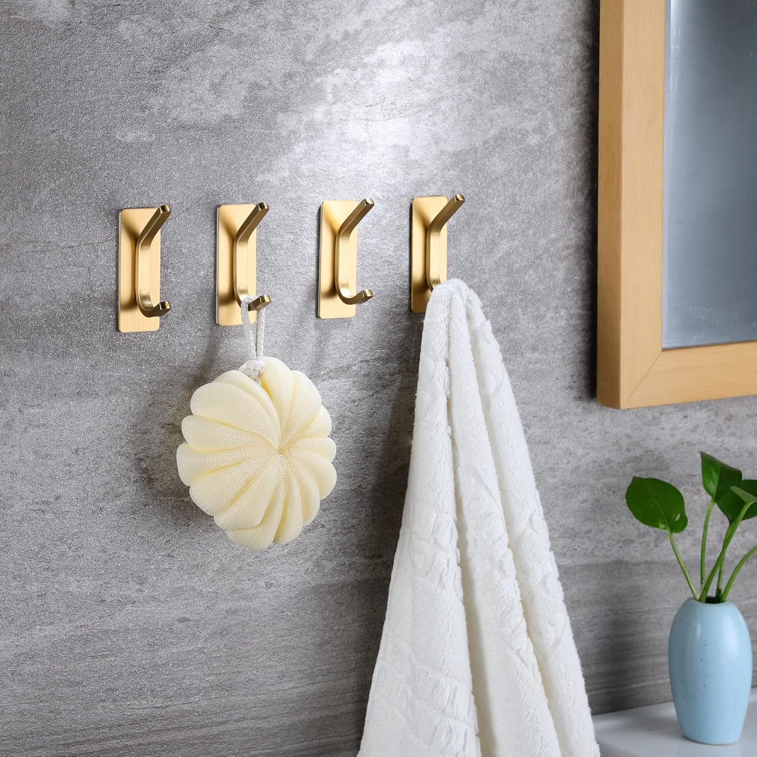 Taozun Gold Stainless Steel Adhesive Clips for Bathroom Bedroom